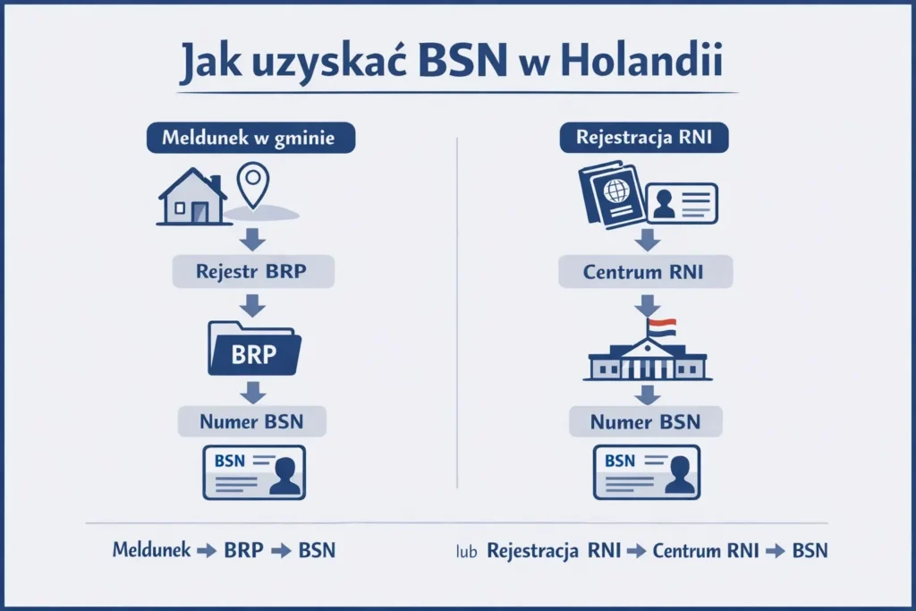 BSN w Holandii przy meldunku i rejestracji RNI - schemat uzyskania numeru