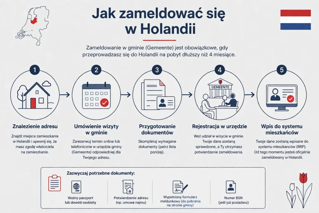 meldunek w Holandii jak się zameldować